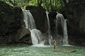 Girl at the Mag-aso Waterfalls, Bohol, Philippines, Southeast Asia, Asia