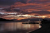 Sunset view of the beach, Badian Island Resort and Spa in Cebu, Philippines, Southeast Asia, Asia