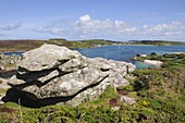 Looking over towards Tresco from Bryher, Isles of Scilly, Cornwall, United Kingdom, Europe