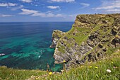 Rugged North Cornwall coastline at Hell's Mouth Bay, Hudder Down, Cornwall, England, United Kingdom, Europe