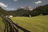 St. Johann Church, Funes Valley (Villnoss), Dolomites, Trentino Alto Adige, South Tyrol, Italy, Europe