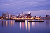 Philadelphia skyline and Delaware River, Philadelphia, Pennsylvania, United States of America, North America