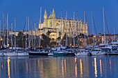 Cathedral and port, Palma, Majorca, Balearic Islands, Spain, Mediterranean, Europe