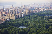 High angle view of Central Park and the Upper West Side, Manhattan, New York City, United States of America, North America