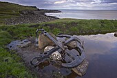 Shipwreck anchor in Soltuvik bay, west coast of Sandoy, Faroe Islands (Faroes), Denmark, Europe