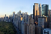 Buildings along South Central Park in Uptown Manhattan,  New York City,  New York,  United States of America,  North America