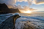 Sunset at coast of San Antao,  Ponta do Sol,  Cape Verde Islands,  Atlantic,  Africa