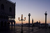 Piazza San Marco at sunrise, Venice, UNESCO World Heritage Site, Veneto, Italy, Europe