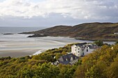 View across the silver sands of Morar to the Sound of Sleat, Morar, Highlands, Scotland, United Kingdom, Europe