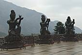 Bodhisattvas (Buddhist saints) around the Big Buddha statue, Lantau Island, Hong Kong, China, Asia