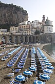 The beach of Atrani, Costiera Amalfitana, UNESCO World Heritage Site, Campania, Italy, Europe