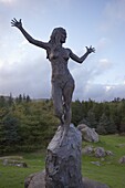Statue of the elf girl Tarira, fantasy figure of the author William Heinesens, by Faroese sculptor Hans Pauli Olsen, Torshavn, Streymoy, Faroe Islands, Denmark, Europe