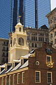 The Old State House, 1713, now surrounded by modern towers in the Financial District, Boston, Massachusetts, USA