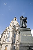 Frauenkirche (Church of Our Lady) with statue of Martin Luther, Dresden, Saxony, Germany, Europe