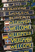 Welcome signs, Laem Tong beach, Phi Phi Don Island, Thailand, Southeast Asia, Asia