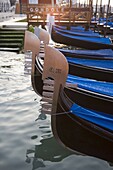 Gondolas floating in Saint Mark's Basin, Venice, Veneto, Italy, Europe