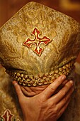 Orthodox Coptic priest praying, Chatenay-Malabry, Hauts-de-Sine, France, Europe