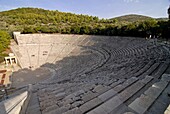The ancient amphitheatre of Epidaurus, UNESCO World Heritage Site, Peloponnese, Greece, Europe