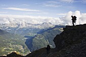 Hiker above Chamonix Valley, Mont Blanc, French Alps, France, Europe