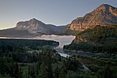 Dawn at Swiftcurrent Creek, Glacier National Park, Montana, United States of America, North America