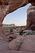 Broken Arch at sunset, Arches National Park, Utah, United States of America, North America