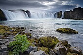 Godafoss waterfall (Fall of the Gods), between Akureyri and Myvatn, in the north (Nordurland), Iceland, Polar Regions