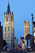 Belfort belfry and St. Baafskathedraal (St. Baafs Cathedral), UNESCO World Heritage Site, Ghent, Flanders, Belgium, Europe