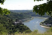 St. Goarshausen, Katz Castle and the River Rhine, Rhine Valley, Rhineland-Palatinate, Germany, Europe
