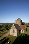 St. Marthas church, St. Marthas Hill, Surrey Hills, North Downs Way, near Guildford, Surrey, England, United Kingdom, Europe