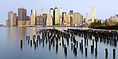 Morning view of the skyscrapers of Manhattan from the Brooklyn Heights neighborhood, New York City, New York, United States of America, North America