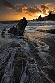 Surging tide at Westcombe Bay, Devon, England, United Kingdom, Europe