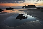 Sunrise on Wharariki Beach at the top of the South Island, New Zealand, Pacific