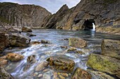 Incredible geology at Stair Hole near to Lulworth Cove on the Jurassic Coast, UNESCO World Heritage Site, Dorset, England, United Kingdom, Europe