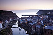 A winter dawn at Staithes, North Yorkshire, Yorkshire, England, United Kingdom, Europe