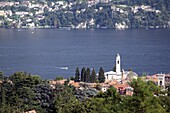 Lakeside church at Cernobbio, Lake Como, Lombardy, Italian Lakes, Italy, Europe