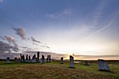 Sunset at Callanish stone circle on the Hebridean island of Lewis, Outer Hebrides, Scotland, United Kingdom, Europe
