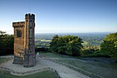 Leith Hill Tower, highest point in south east England, view sout on a summer morning, Surrey Hills, GreensandWay, Surrey, England, United Kingdom, Europe