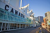 Canada Place in early morning light, Waterfront downtown Vancouver, Vancouver, British Columbia, Canada, North America