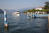Harbour and sightseeing boat, Iseo, Lake Iseo, Lombardy, Italian Lakes, Italy, Europe