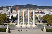 Reina Maria Cristina Avenue in Montjuic District, Barcelona, Catalonia, Spain, Europe