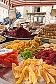 Candied fruits in local market in Regensburg, Bavaria, Germany, Europe