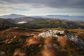 View towards the Isle of Skye from Plockton Crags, Plockton, Ross Shire, Scotland, United Kingdom, Europe