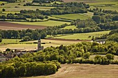 Looking over the landscape of Burgundy and the village of Saint Pere from Vezelay, Burgundy, France, Europe