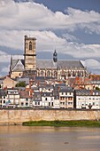 Saint-Cyr-et-Sainte-Julitte de Nevers cathedral across the River Loire, Nevers, Burgundy, France, Europe
