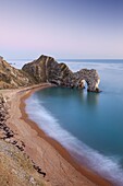 Deserted beach at twilight, Durdle Door, Jurassic Coast, UNESCO World Heritage Site, Dorset, England, United Kingdom, Europe