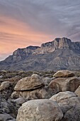 Guadalupe Peak and El Capitan at sunset, Guadalupe Mountains National Park, Texas, United States of America, North America