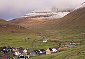 Village of Gjogv on the island of Eysturoy, Faroe Islands, Denmark, Europe