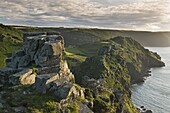 Towering cliffs at Valley of Rocks, Exmoor, Devon, England, United Kingdom, Europe