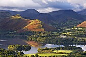 Derwent Water and Catbells mountain, Lake District National Park, Cumbria, England, United Kingdom, Europe