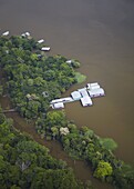 Aerial view of housing on the Rio Negro, Manaus, Amazonas, Brazil, South America